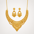 Conjunto Dubai em Ouro 22K – Gargantilha e Brincos em Filigrana