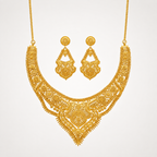 Conjunto Dubai em Ouro 22K – Gargantilha e Brincos em Filigrana