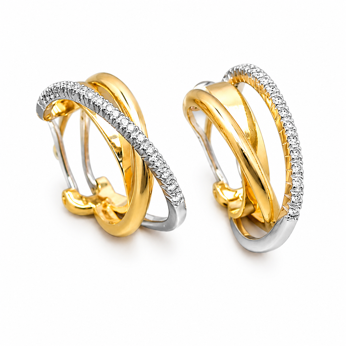 Brinco Bicolor em Ouro 18K
