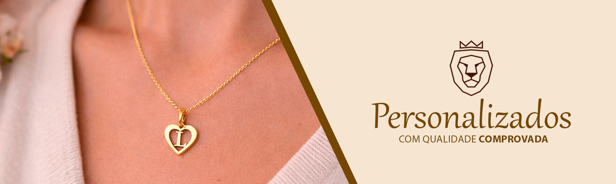 Joias personalizadas Aureon — pingente de coração com inicial em ouro 18k
