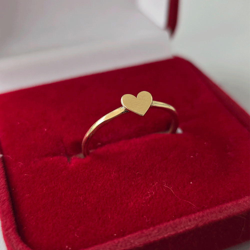 Anel com Coração P em ouro 18k