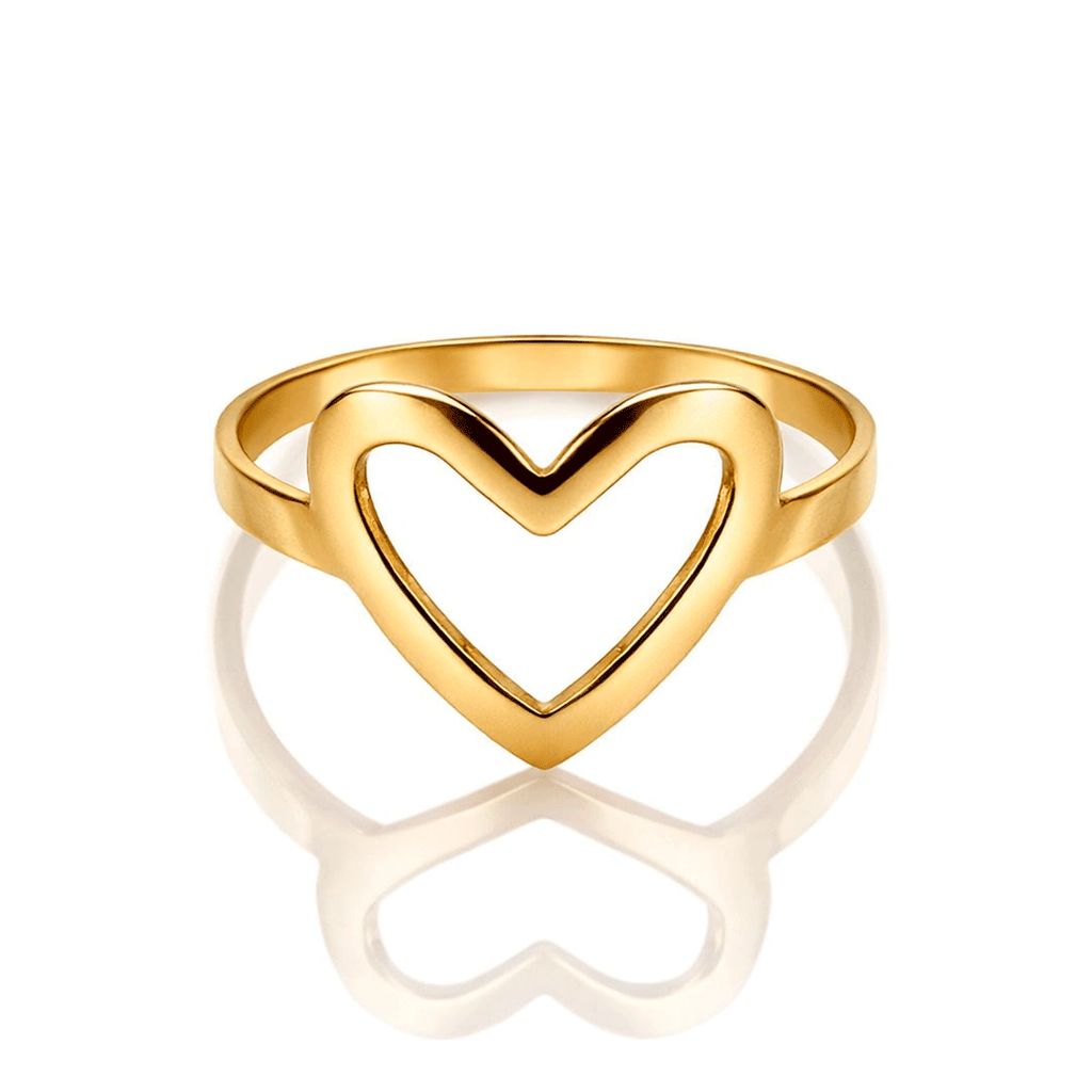 Anel com Coração vazado em ouro 18k