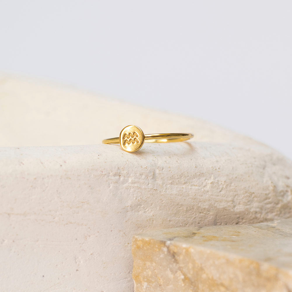 Anel Signo - Aquário em ouro 18k
