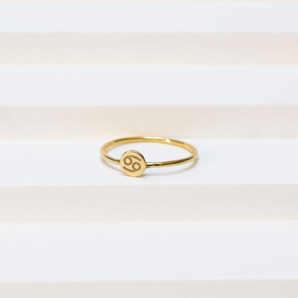Anel Signo - Câncer em ouro 18k