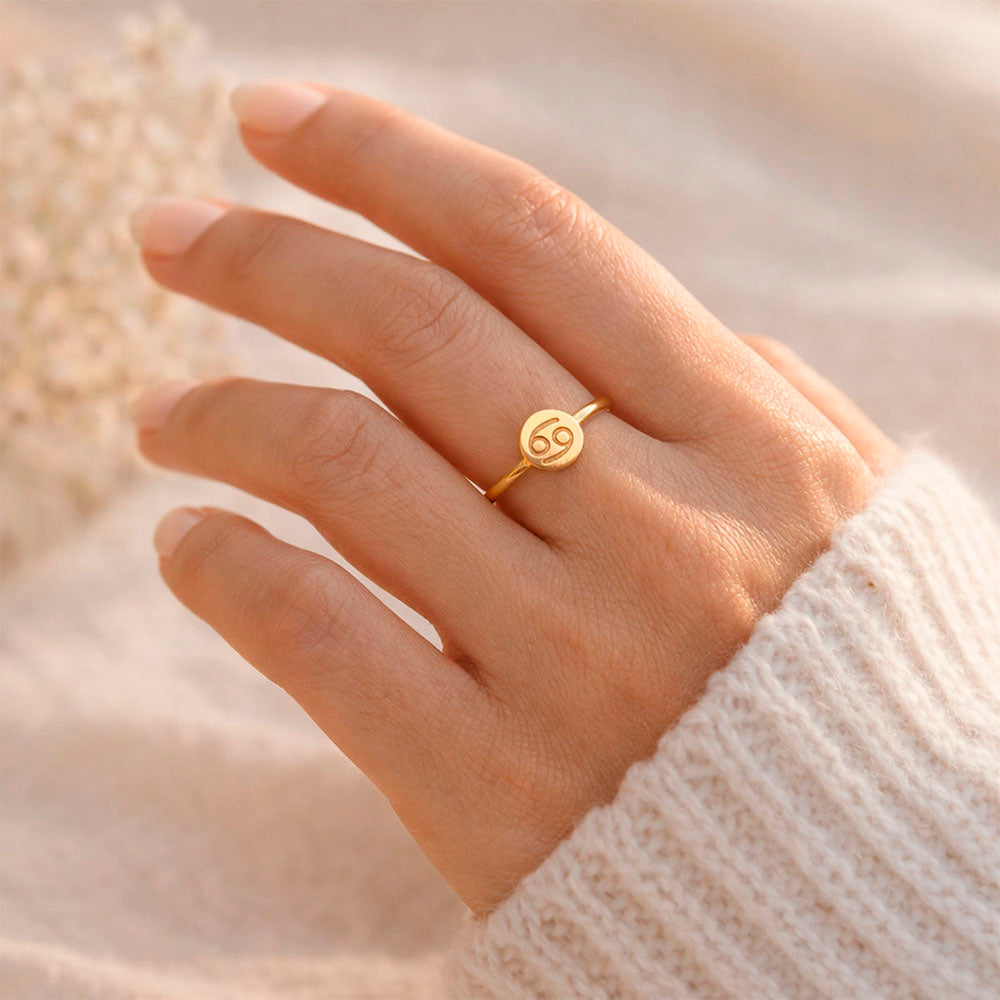 Anel Signo - Câncer em ouro 18k