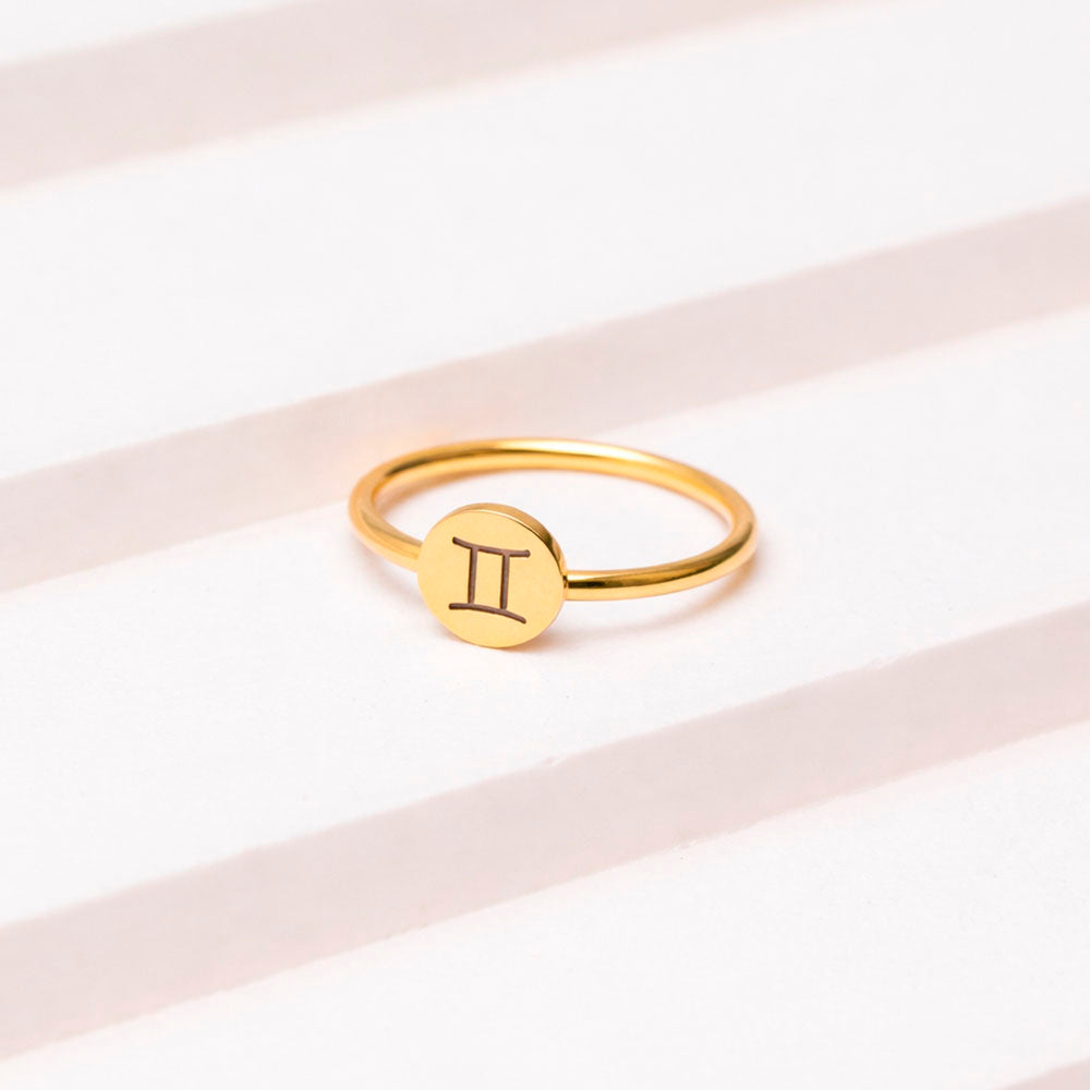 Anel Signo - Gêmeos em ouro 18k