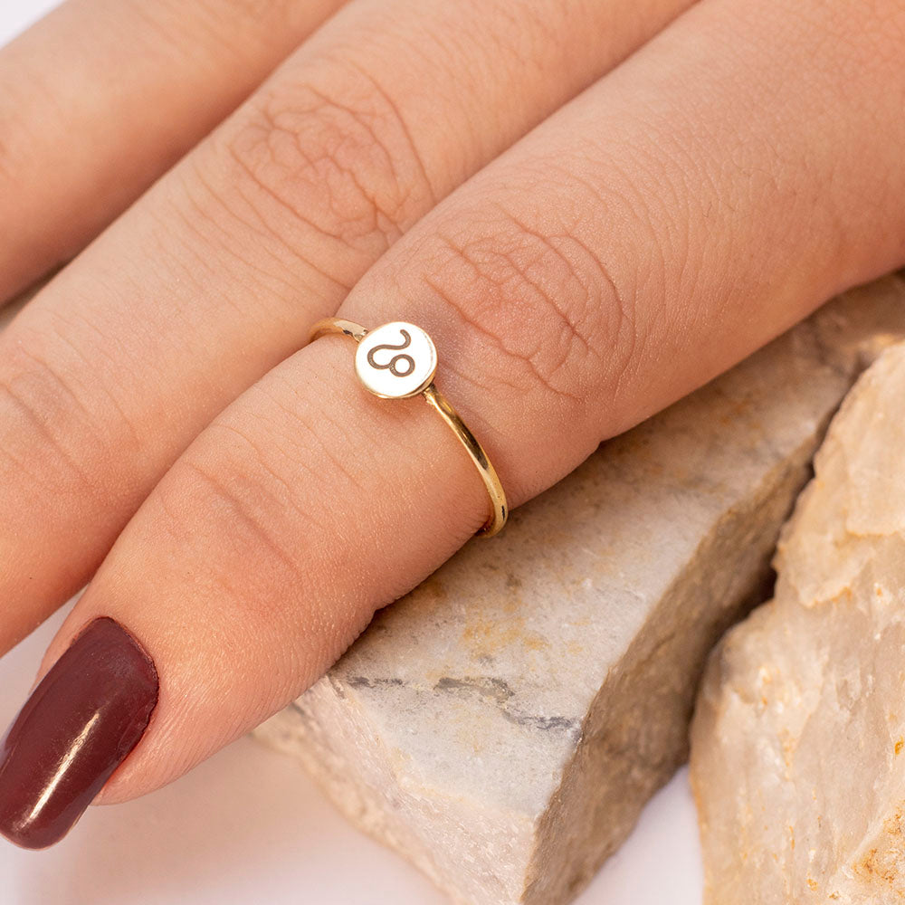 Anel Signo - Leão em ouro 18k