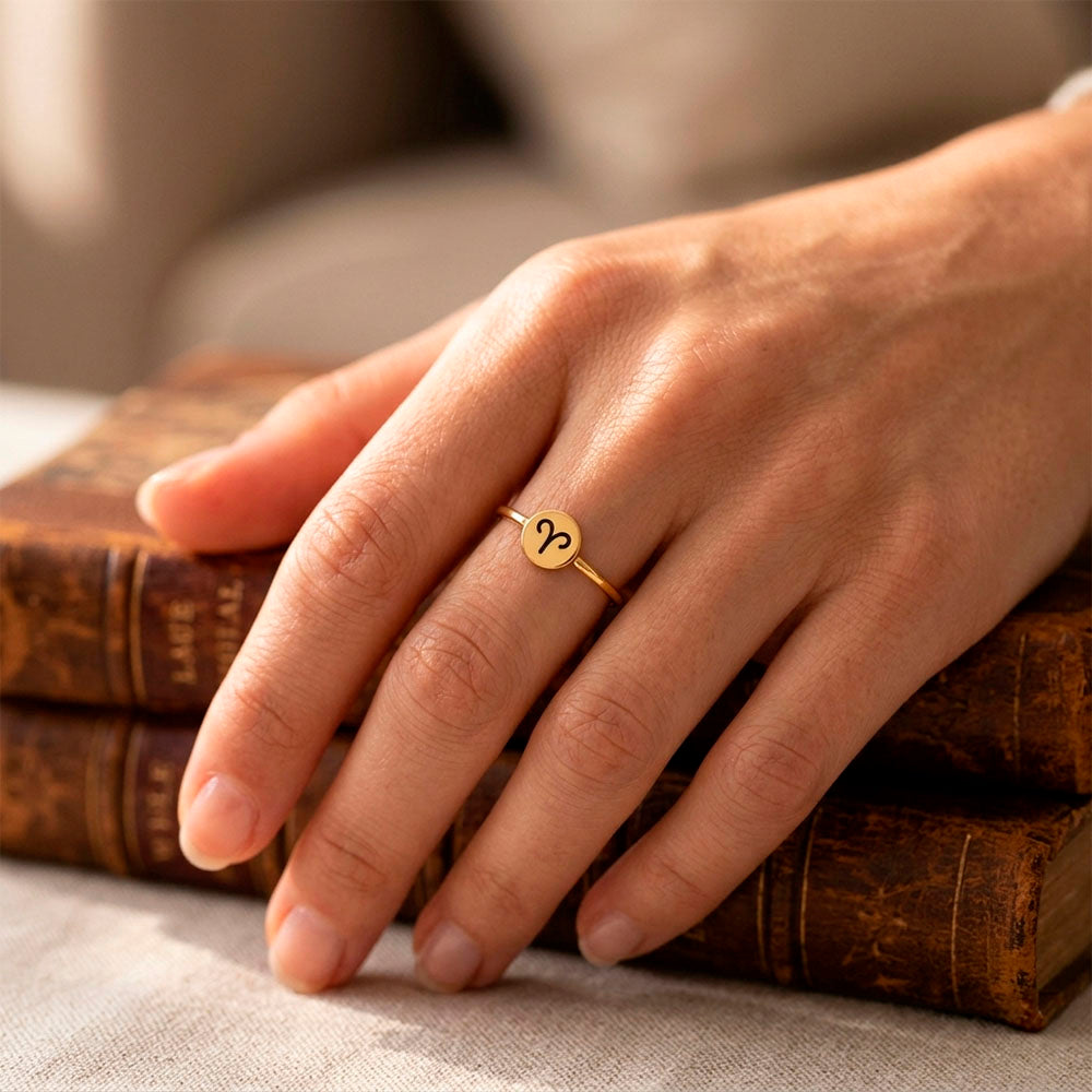 Anel Signo - Áries em ouro 18k
