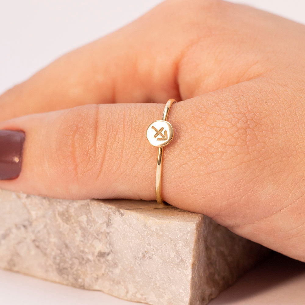 Anel Signo - Sagitário em ouro 18k