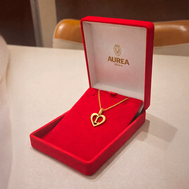Pingente Alfabeto Coração + Letra em Ouro 18k