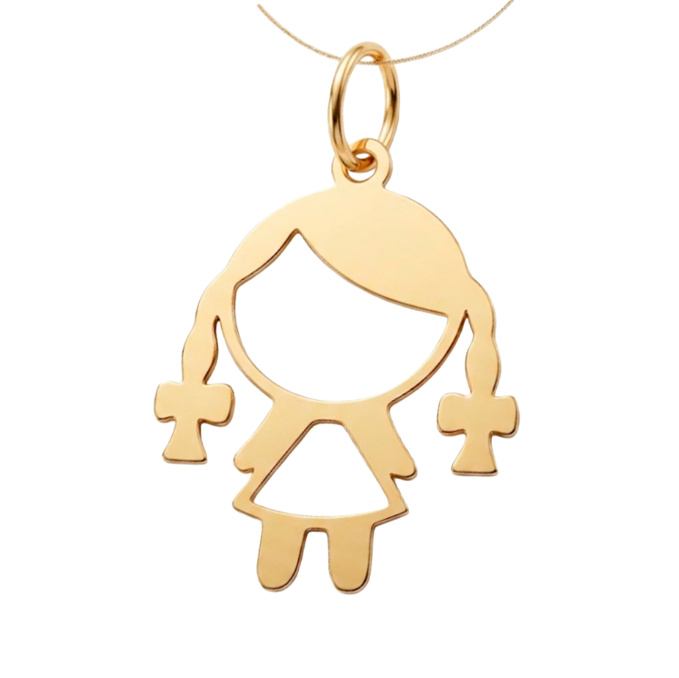 Pingente Filhos - Menina (Modelo 02) em Ouro 18k
