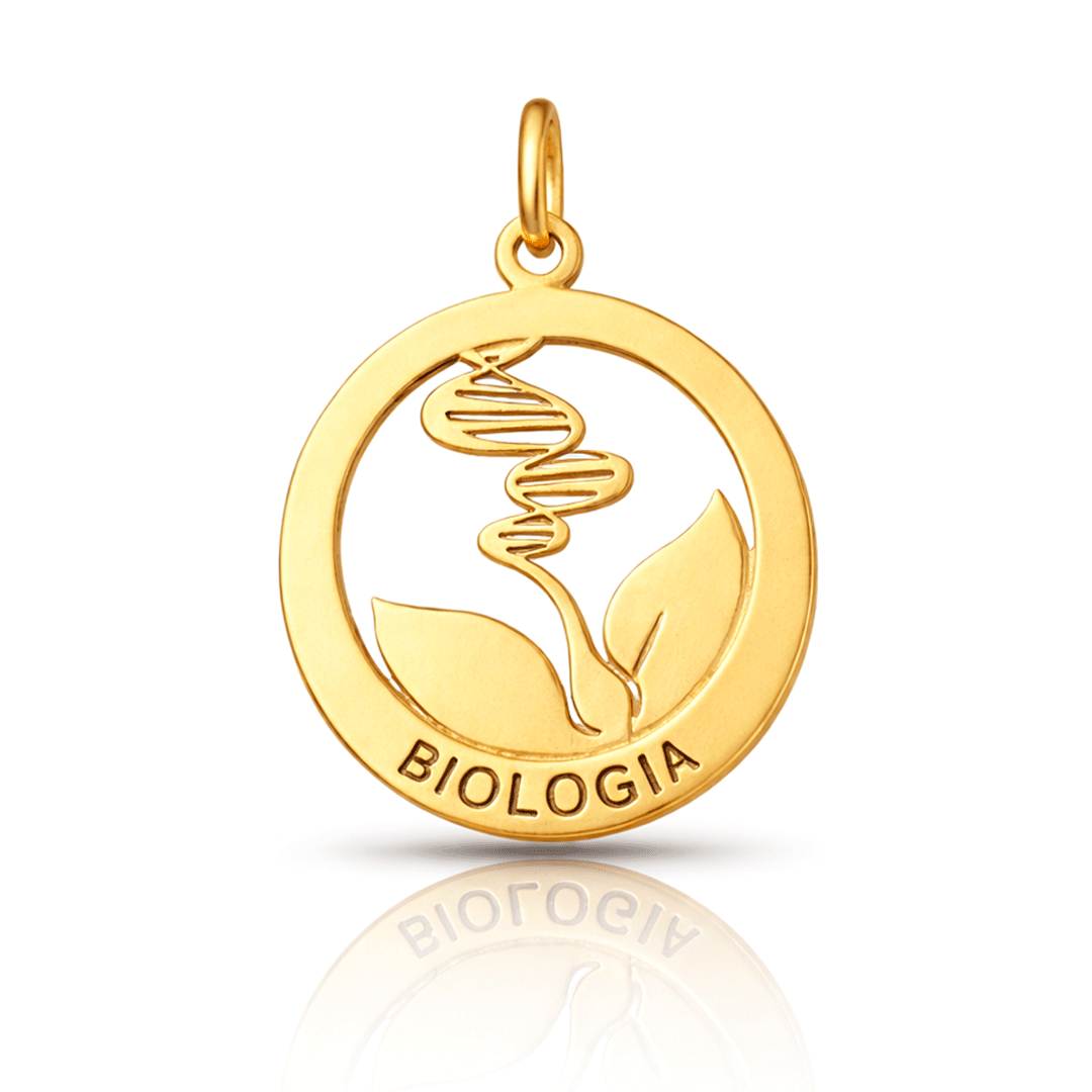 Pingente Profissões - Biologia em Ouro 18k
