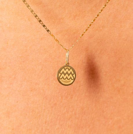Pingente Signo - Aquário  em ouro 18k