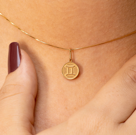 Pingente Signo - Gêmeos em ouro 18k